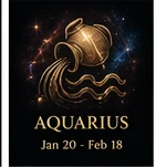 Aquarius zodiac image in gold cosmic style