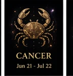 Cancer zodiac image in gold cosmic style