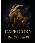 Capricorn zodiac image in gold cosmic style
