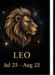 Leo zodiac image in gold cosmic style
