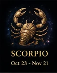 Scorpio zodiac image in gold cosmic style